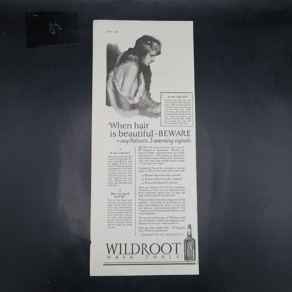 Wildroot Hair Tonic / May Breath Advertisement 1925 Vintage Health Beauty Hair